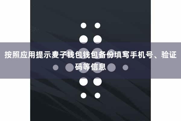 按照应用提示麦子钱包钱包备份填写手机号、验证码等信息