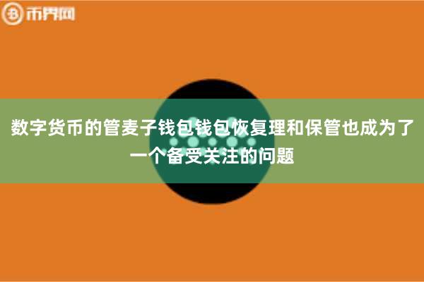 数字货币的管麦子钱包钱包恢复理和保管也成为了一个备受关注的问题