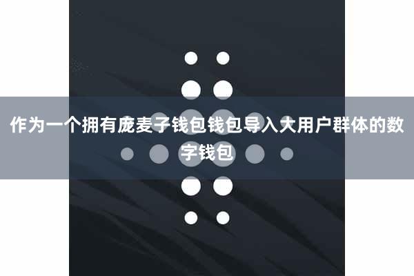 作为一个拥有庞麦子钱包钱包导入大用户群体的数字钱包